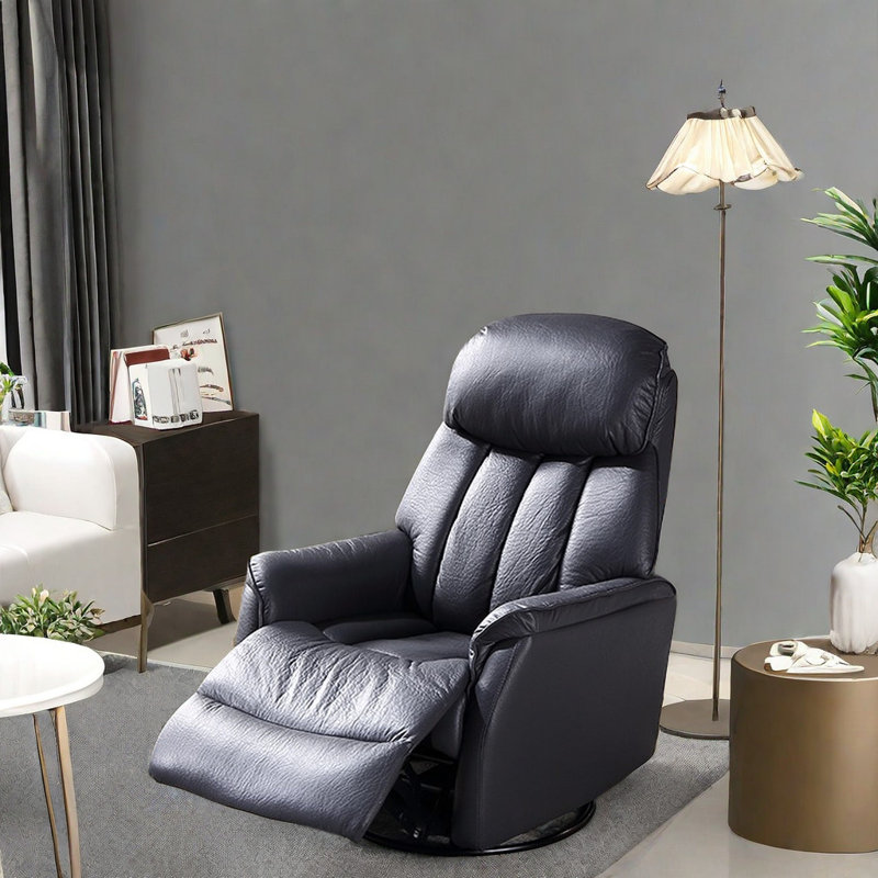 Smeralda Faux Leather Swivel Recliner, Blue