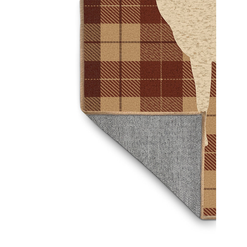 Machine Washable Dreshertown Christmas Modern & Contemporary Abstract Rug in Brown – LightBrown Binding, 7x9