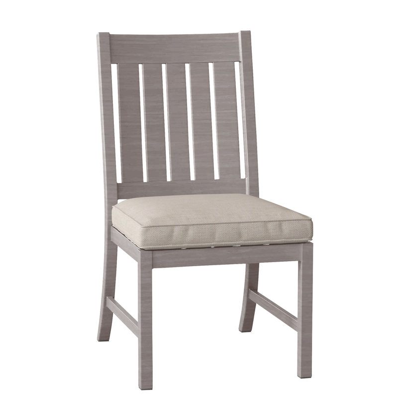 Club Patio Dining Side Chair with Cushions, Welt, Oyster, Dove Sunbrella® Linen