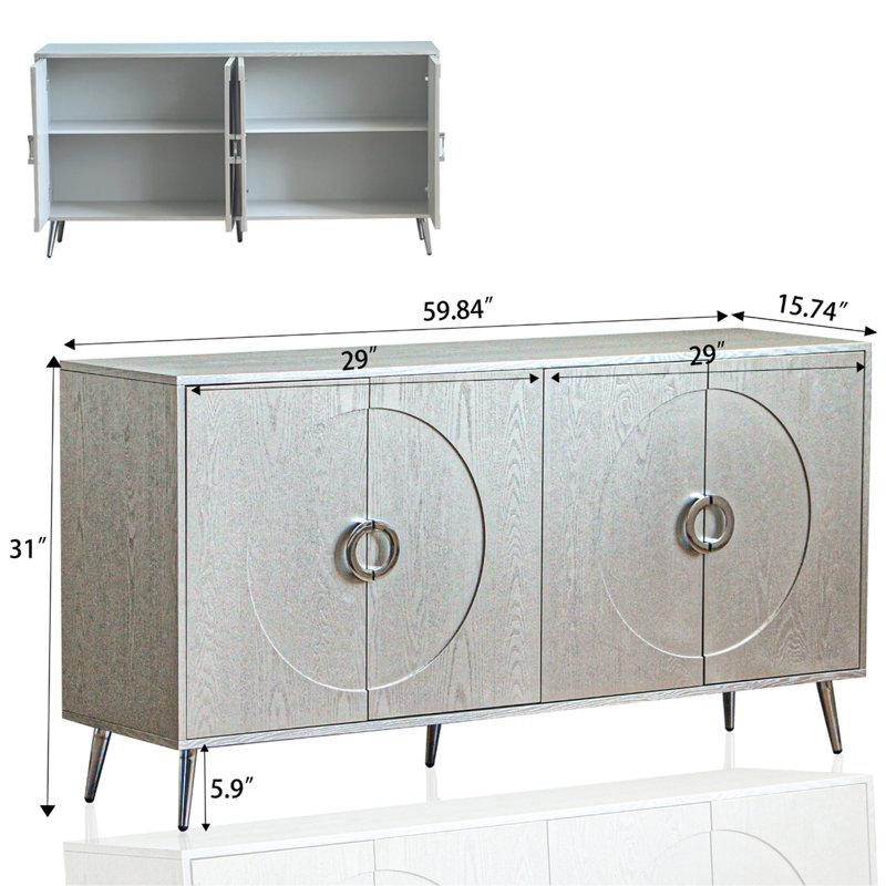Armoire de rangement moderne à 4 portes en bois laqué Modern