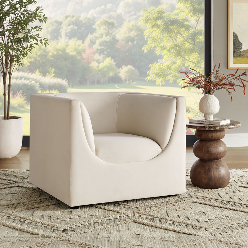 Fauteuil en velours Dunkley, Albâtre