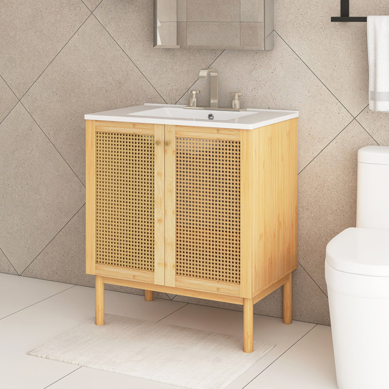 30 po Meuble-lavabo de salle de bain fabriqué à partir de matériaux naturels