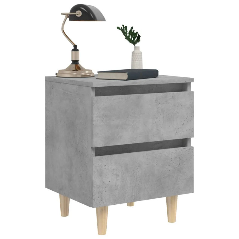 Liesl 40cm W Manufactured Wood Bedside Table, Concrete Grey