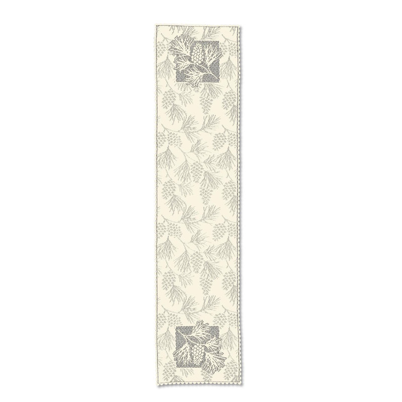 Champlain Floral Table Runner, 60" W x 14" L, Ecru