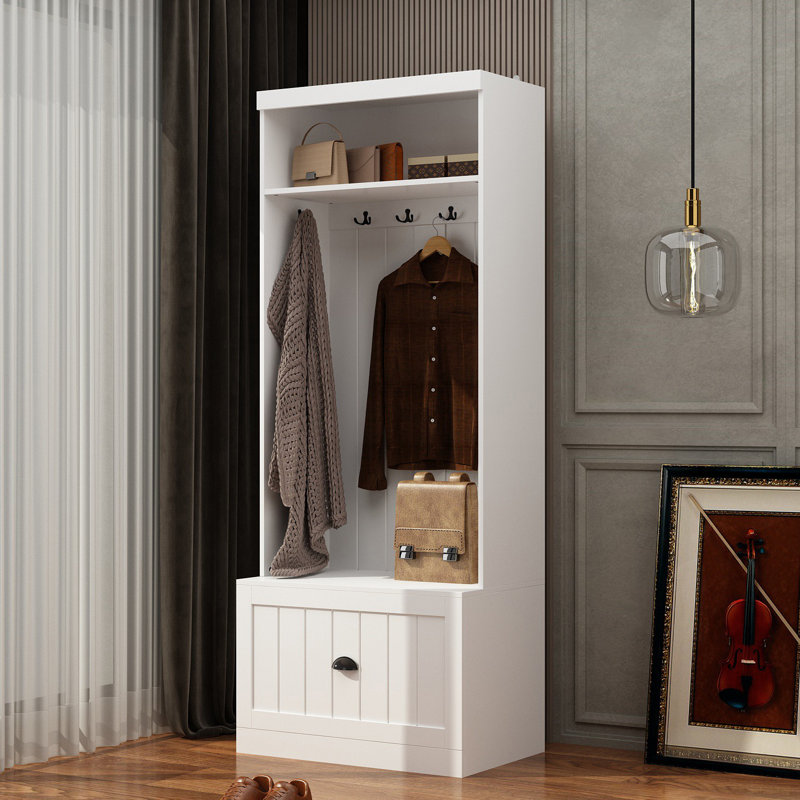 27.7'' W Hall Tree With 5-Hook & Drawer