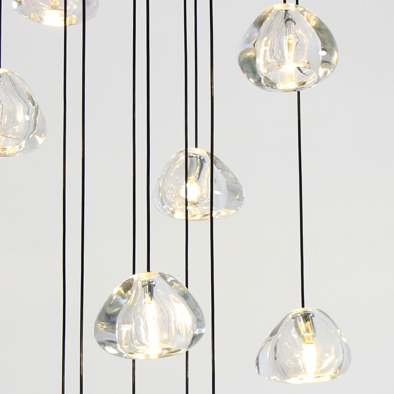 Bigham 12 - Light Cluster Teardrop Pendant, Black
