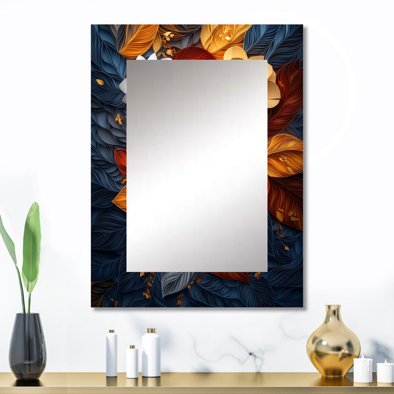 Blanc botanique floral blanc tourbillon IV - miroir unique botanique, grand miroir mural blanc, impression d'art en métal