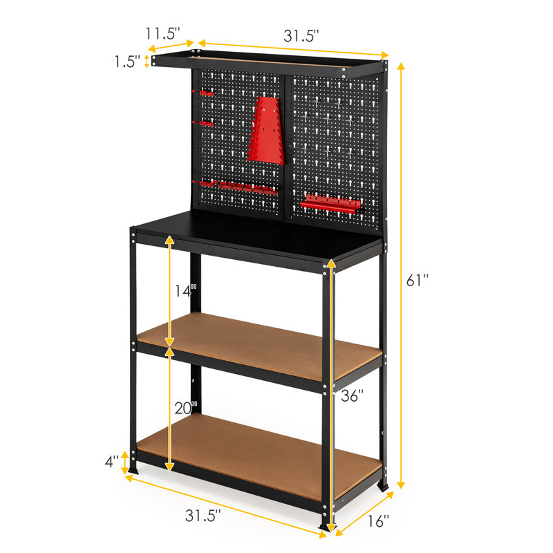31.5'' W Metal Top Workbench