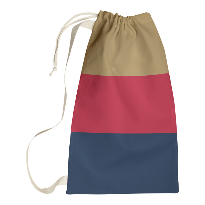 Fabric Laundry Bag with Handles, 29" H x 18" W x 1.5" D, Flat Gold/Red/Blue
