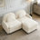 Teddy Fabric Cloud Sofa,Curved Backrest and Armrest with Curved Lumbar Pillows