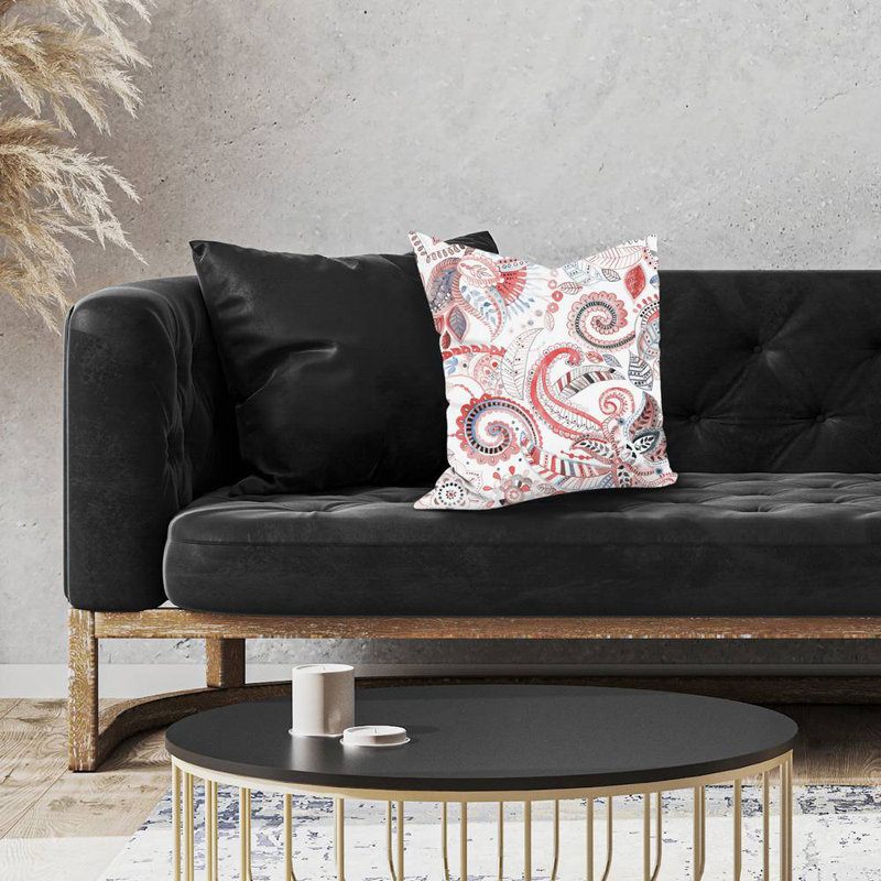 Paisley pattern - 18"x18" Throw pillow - Poly twill - Print on demand, 18" H x 18" W, Pink/Gray/White, Polyester/Polyfill