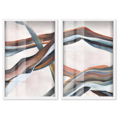 Sands of Time Shadowbox Print Modern Wall Art Set by Art Remedy, White Frame, 10 x 15