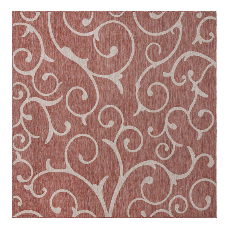 Tapis rouge rouille intérieur / extérieur Coutu, Carré 10 pi 8 po