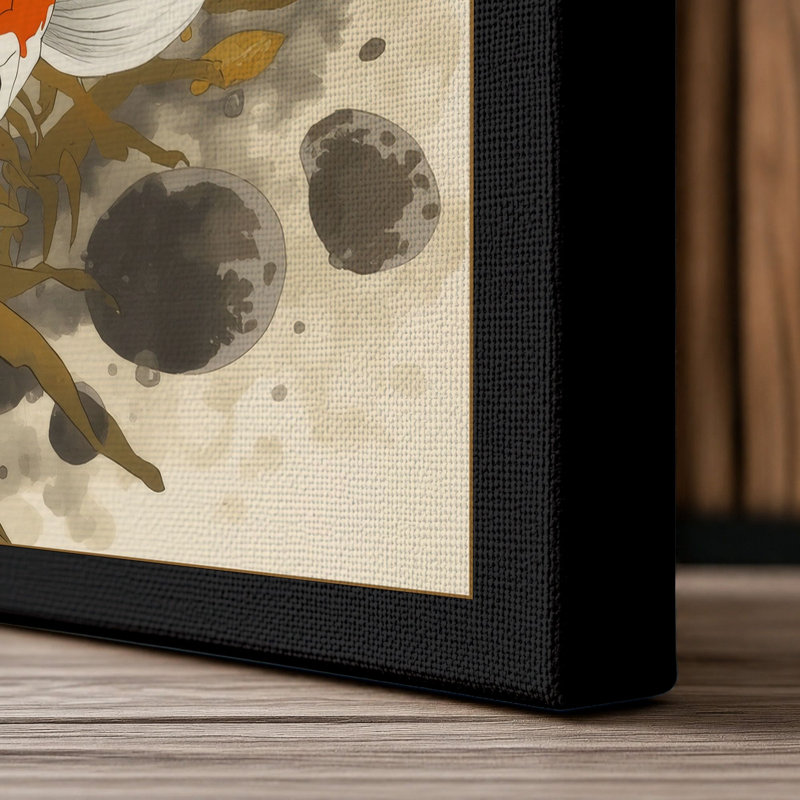 Koi in Motion Japandi - Wrapped Canvas, 36x24 - 91.4 x 61.0 cm, Black Border
