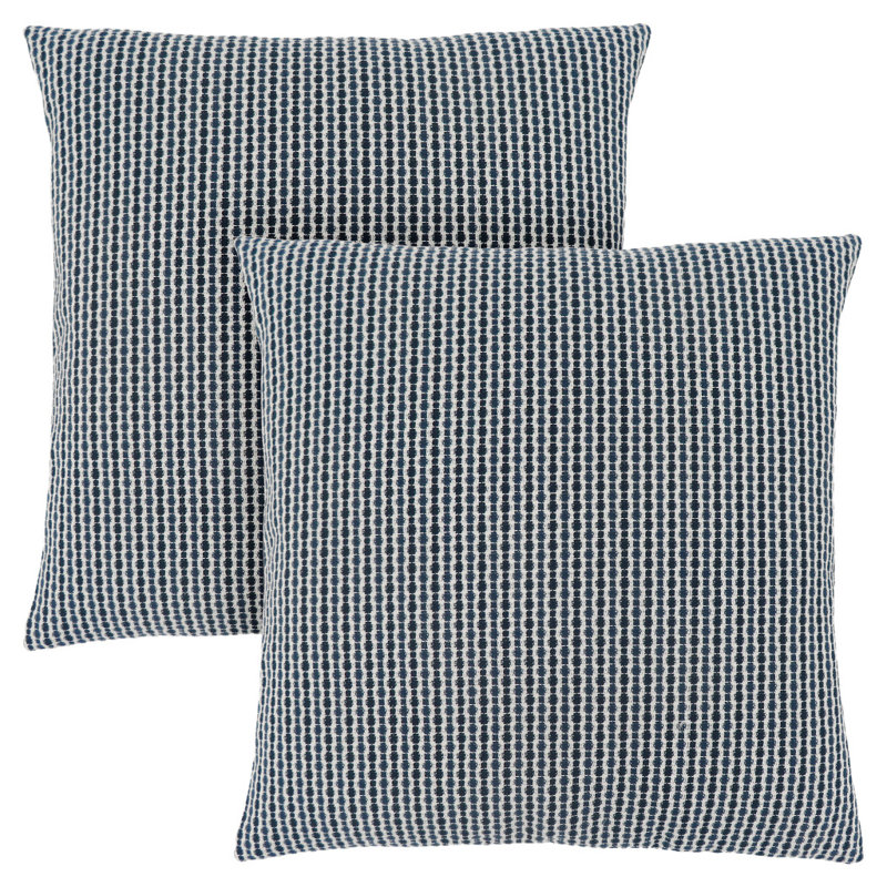 Pillows, Set Of 2, 18 X 18 Square, Insert Included, Accent, Sofa, Couch, Bedroom, Polyester, Blue/White Striped