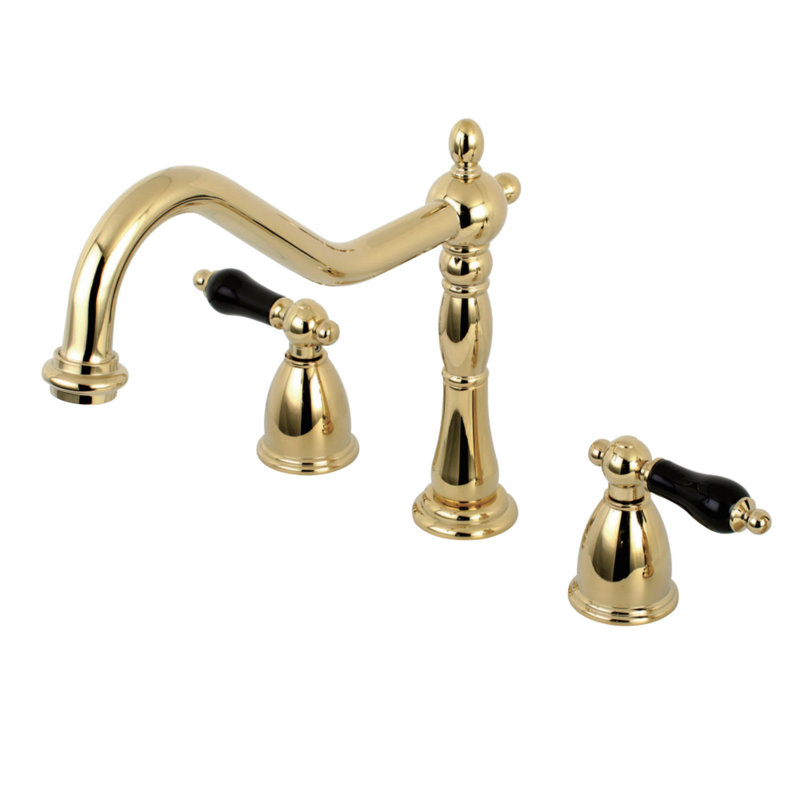 Kingston Brass Duchess Double-Handle Widespread Kitchen Faucet, Polished Brass, Without Spray