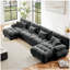 Canapé modulaire Free Combination, canapé en U pour le salon, canapé 4 places avec 2 repose-pieds, gris chenille-1224135683