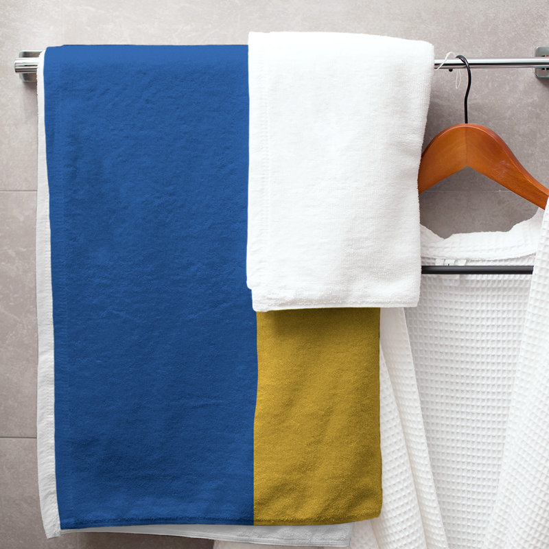 Lightweight Bath Towel, Royal Blue/Gold/Royal Blue, Microfiber