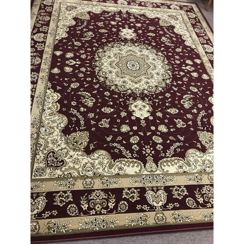 Infinity Oriental Area Rug in Burgundy/Beige