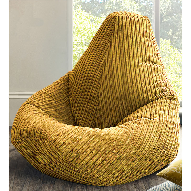 Childrens Highback Bean Bag Lounger, Mustard Yellow