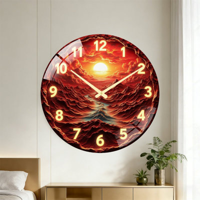 Horloge murale coucher de soleil coucher de soleil avec art montagnard et fluvial