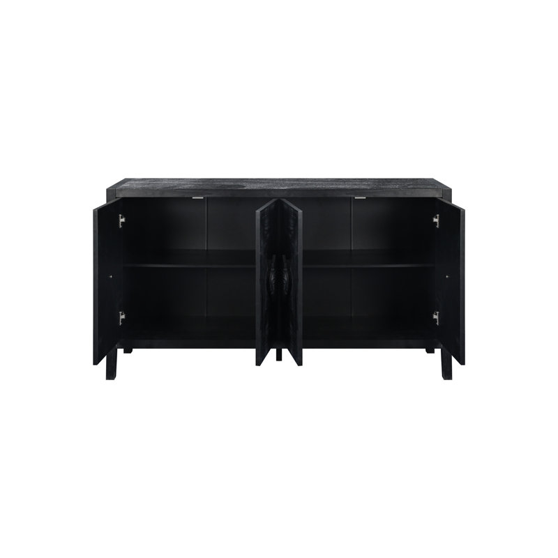 Armoire antique noire avec porte à 4 portes merveilleusement fleurie et fascinante pour la salle d'étude