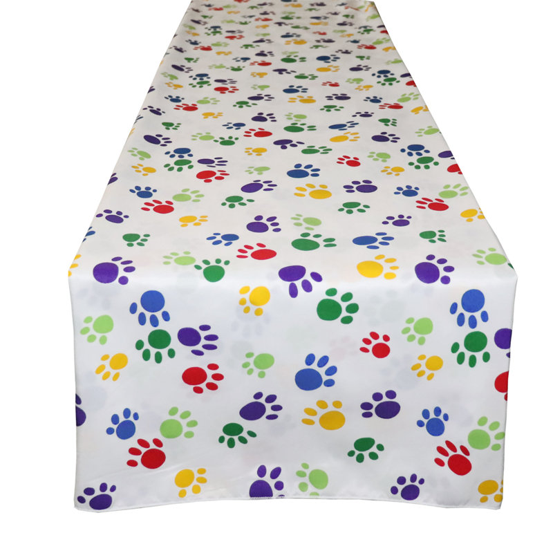 Paw Print Table Runner,  60" x 12" , Black on White