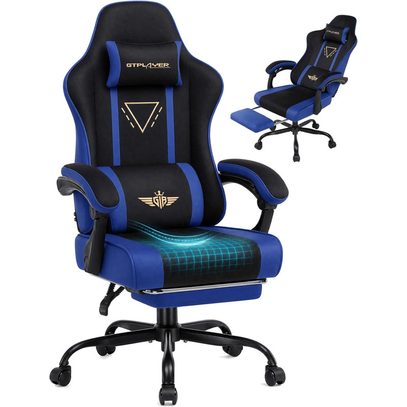 LUCKRACER PC & Racing Game Chair, Blue