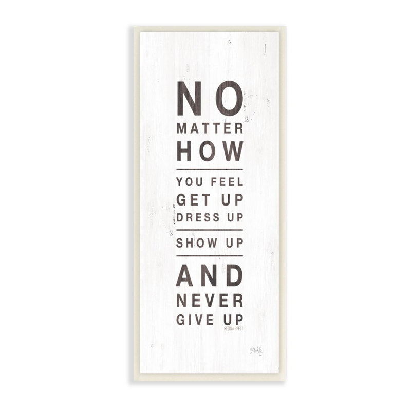 « never renoncer », art de texture, Plaque en bois, H 17 po x l 7 po x P 0,5 po
