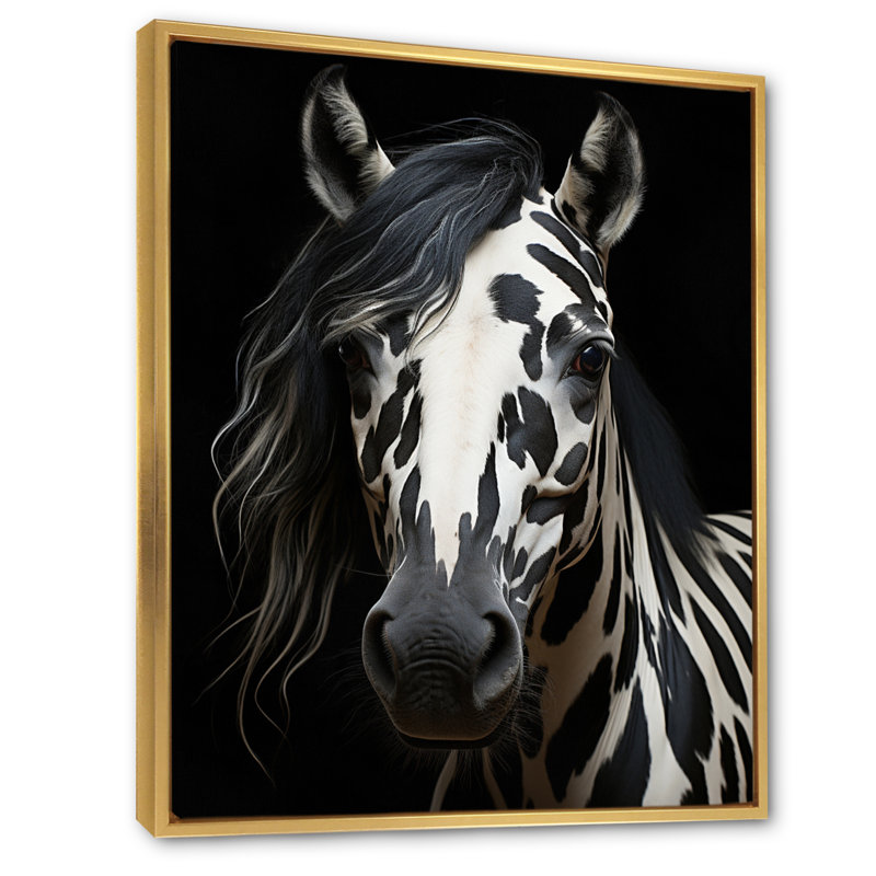 «White Black Horse Serenity I», reproduction sur toile, H 32 po x l 16 po x P 1 po, Cadre flottant doré