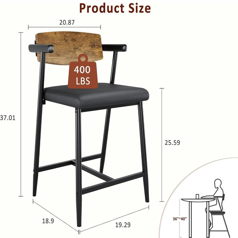 Counter Stool with Metal Frame