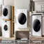 Séchoir à linge portatif avec commande à bouton facile pour 5 modes, sécheuses en acier inoxydable, pour la maison, le dortoir, l’appartement et le téléviseur, ensemble de fixation murale inclus, blanc