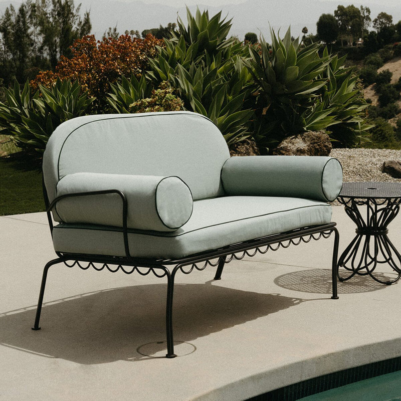 Love Seat Slip Cover Set, Green/Pink Striped Acrylic