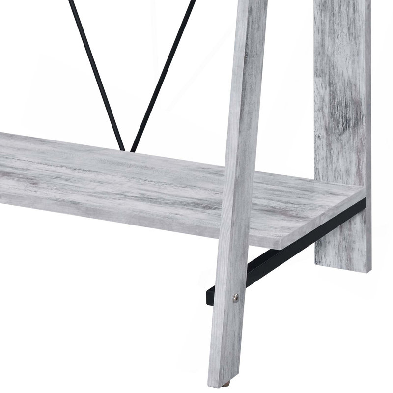 Modern Minimalist Wooden Desk With Bookshelf,Perfect For Home Office Use, Grey/White