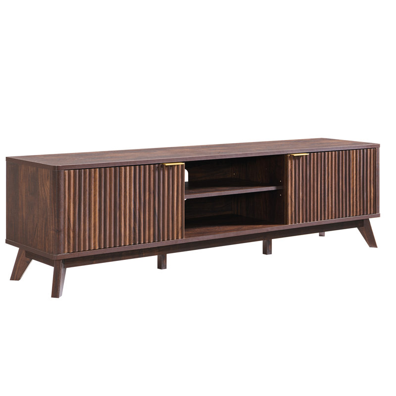 Console média 70 po Mid Century, Noyer foncé