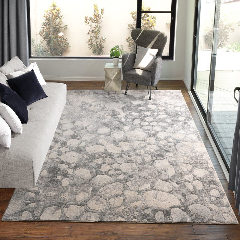  Tapis gris / ivoire Blayne, Rectangle 6 pi 6 po x 9 pi
