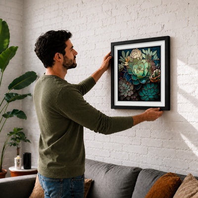 Succulent Stained Glass Effect - Framed Print