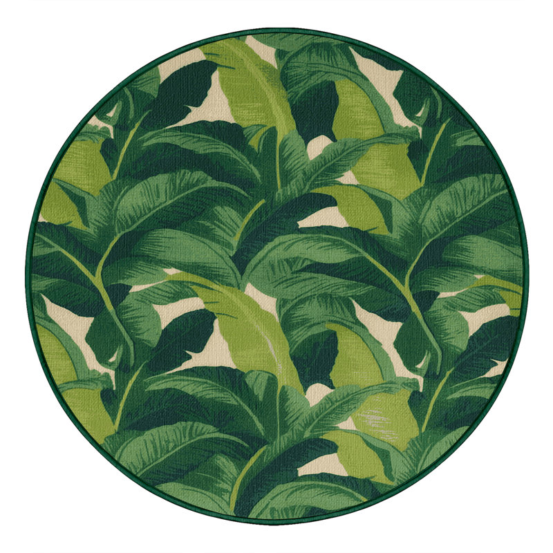  Tapis hawaïen lavable de bananiers, Rond 3 pi