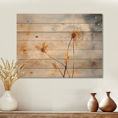 Dandelion Petal Purity Print on Natural Wood