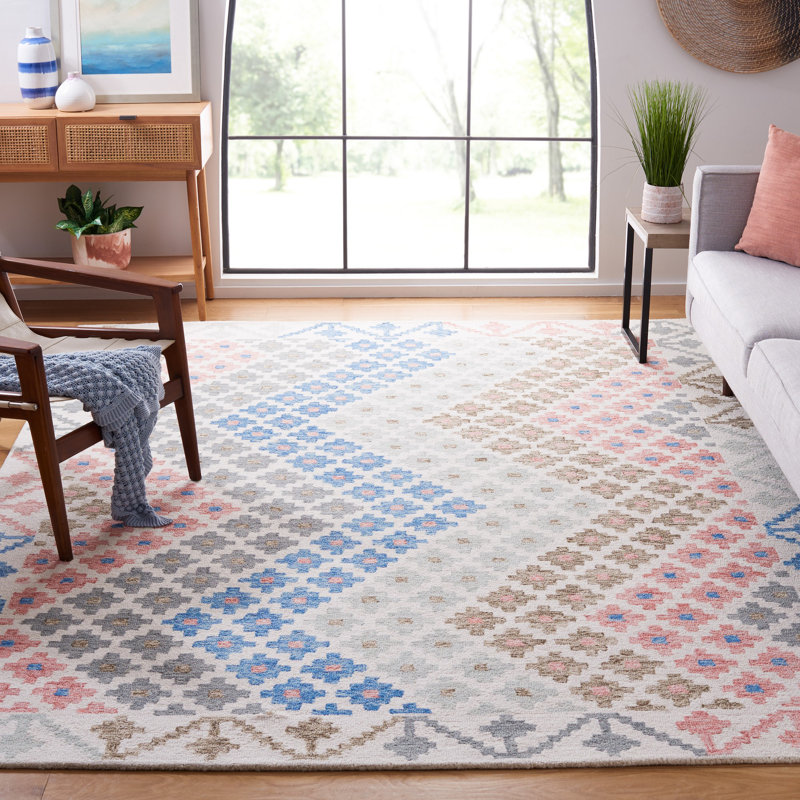 Tapis géométrique en laine / coton / latex touffeté à la main Aapri, Rectangulaire 8 pi x 10 pi