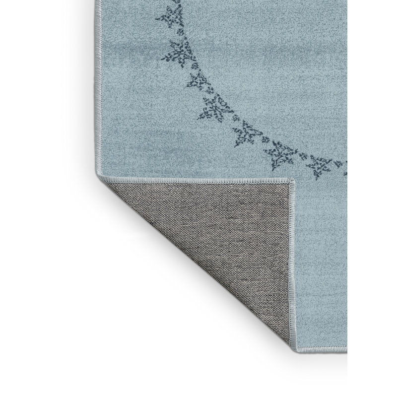 Tapis bleu moderne et contemporain lavable à la machine à motif abstrait Karlov du 4 juillet - bleu ciel, 7 x 9