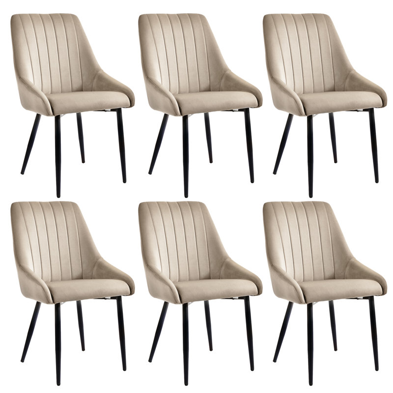 Besaraba 19.1cm H Velvet Upholstered Metal Upholstered Back Side Chair, 6, Beige