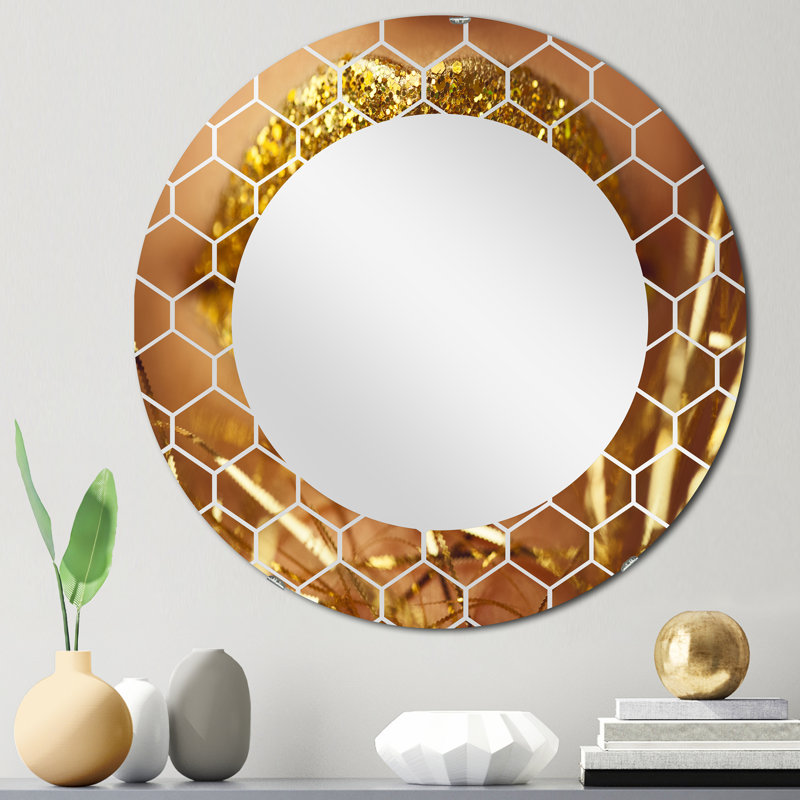 Golden Woman Lips - Miroir mural moderne, 24 po x 24 po