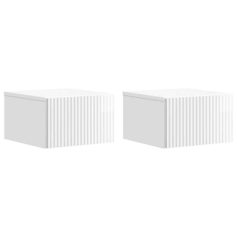 33cm W Manufactured Wood Bedside Table, High Gloss White