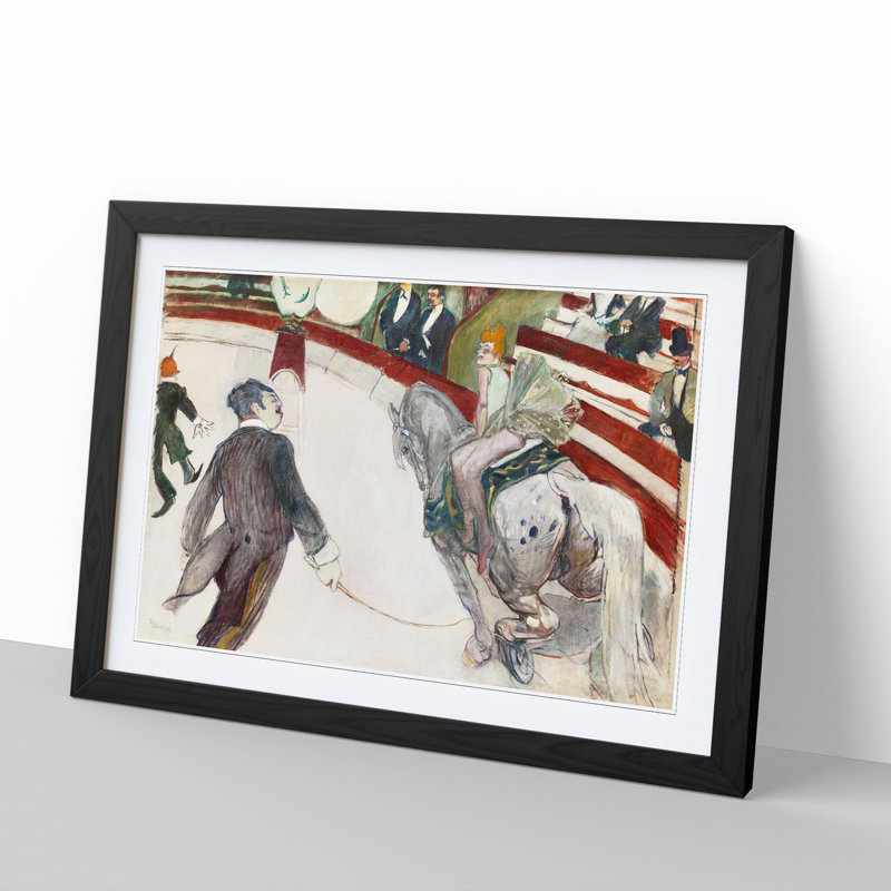 The Cirque Fernando by Henri de Toulouse-Lautrec - Picture Frame Painting, 36cm H x 48cm W x 2cm D, Black Framed