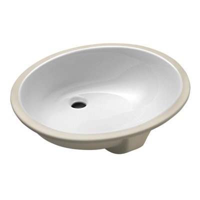 Ceramic Oval Undermount Bathroom Sink with Overflow