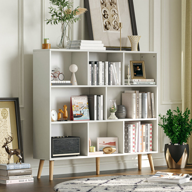Bibliothèque Marlik, Blanc grandiose, (8 tablettes) H 42,5 po x l 39,4 po x P 9,4 po