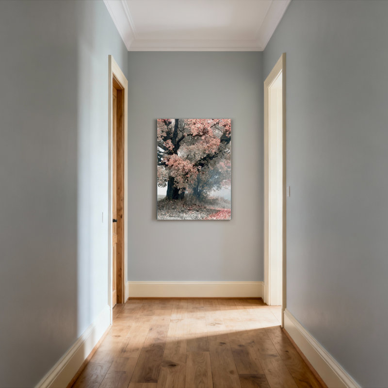 Ensemble de 1 tableau sur toile représentant un paysage printanier avec un cerisier en fleurs, H 24 po x l 16 po