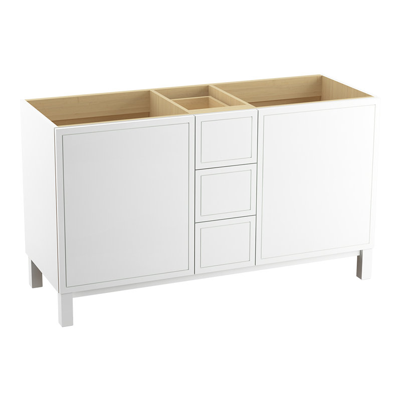 Base de meuble-lavabo 60 po Jacquard® seulement avec pieds de meuble, 2 portes et 3 tiroirs, tiroir à plateau divisé