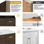 Meuble-lavabo brun foncé de 48 po avec armoire de rangement à 2 portes à fermeture douce et 6 tiroirs, fait pour la durabilité, la fonctionnalité silencieuse, le look élégant, le maquillage et la fabrication-133043672